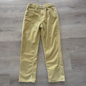 Everlane women’s baby cord Yellow high-waisted crop pants size 27